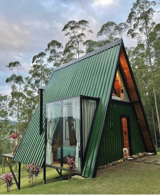 Cabaña A-Frame Verde